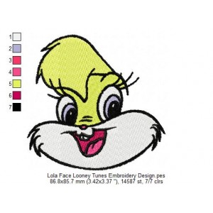 Lola Face Looney Tunes Embroidery Design